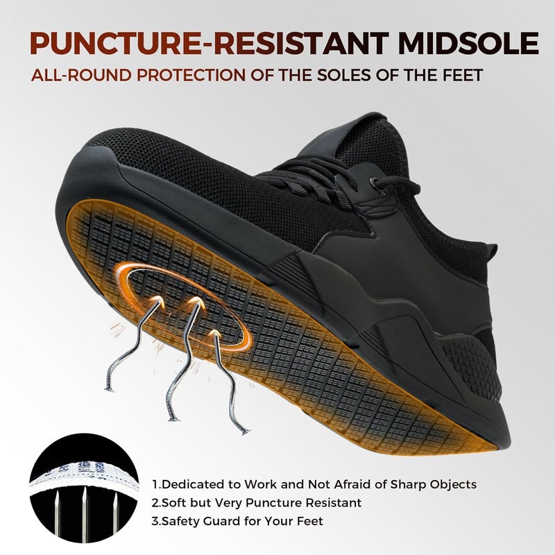Ulogu Steel Toe Shoes for Men Women Puncture Proof Non Slip Waterproof Work Safety Sneakers Comfortable Construction - Image 4
